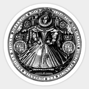 Medallion Queen Elizabeth I on Throne Sticker